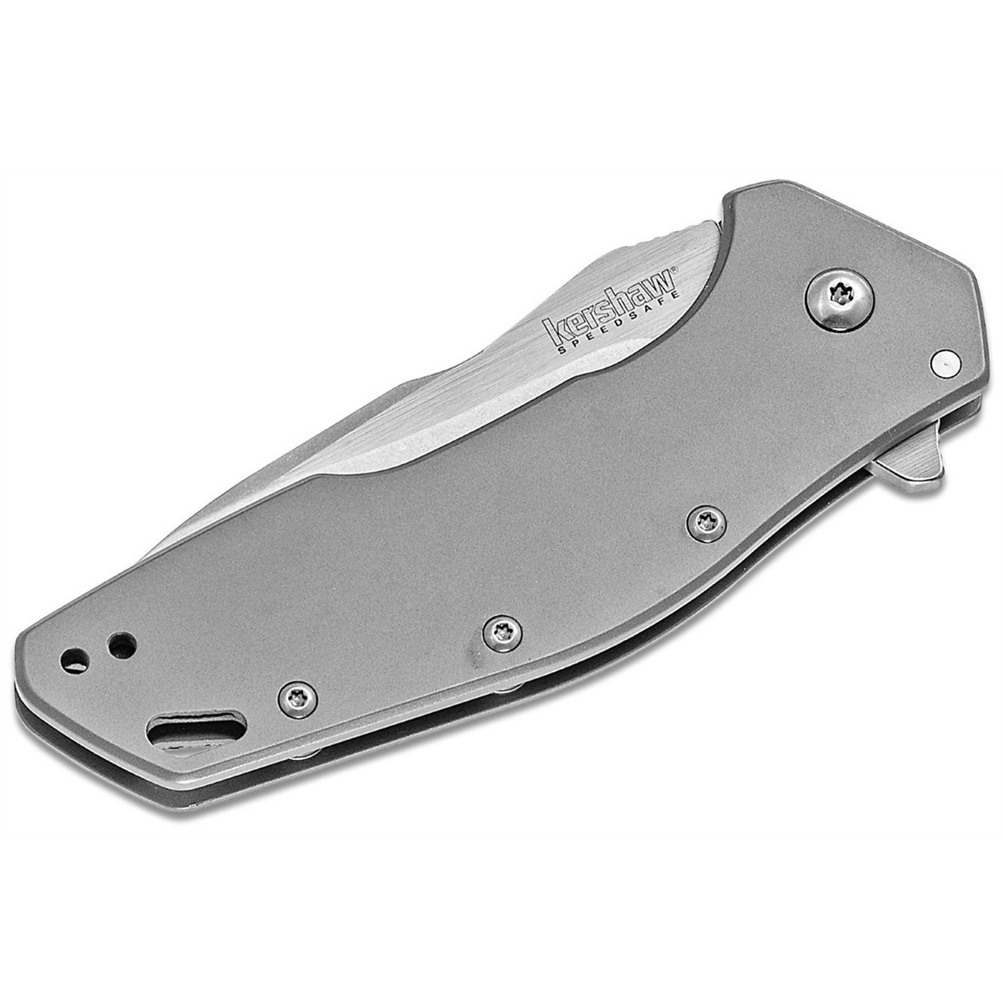 Kershaw Eris Assisted Open Frame Lock EDC Folding Pocket Knife — 8Cr13MoV Steel, Stonewashed Finish, Titanium Carbo-Nitride Coated Handle, Model# KER1881